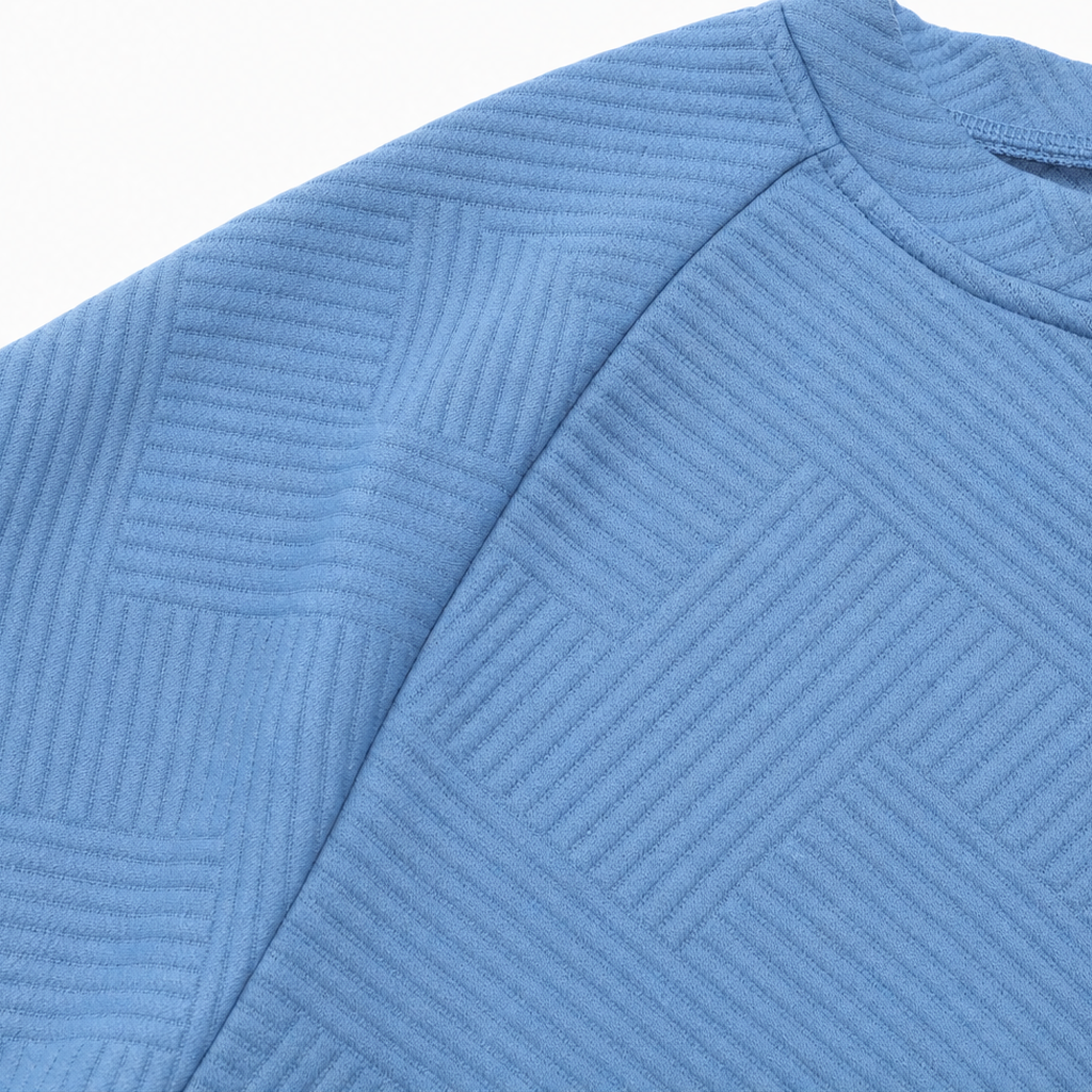 Stria | Striped Jacquard V-Neck Pullover Sweatshirt