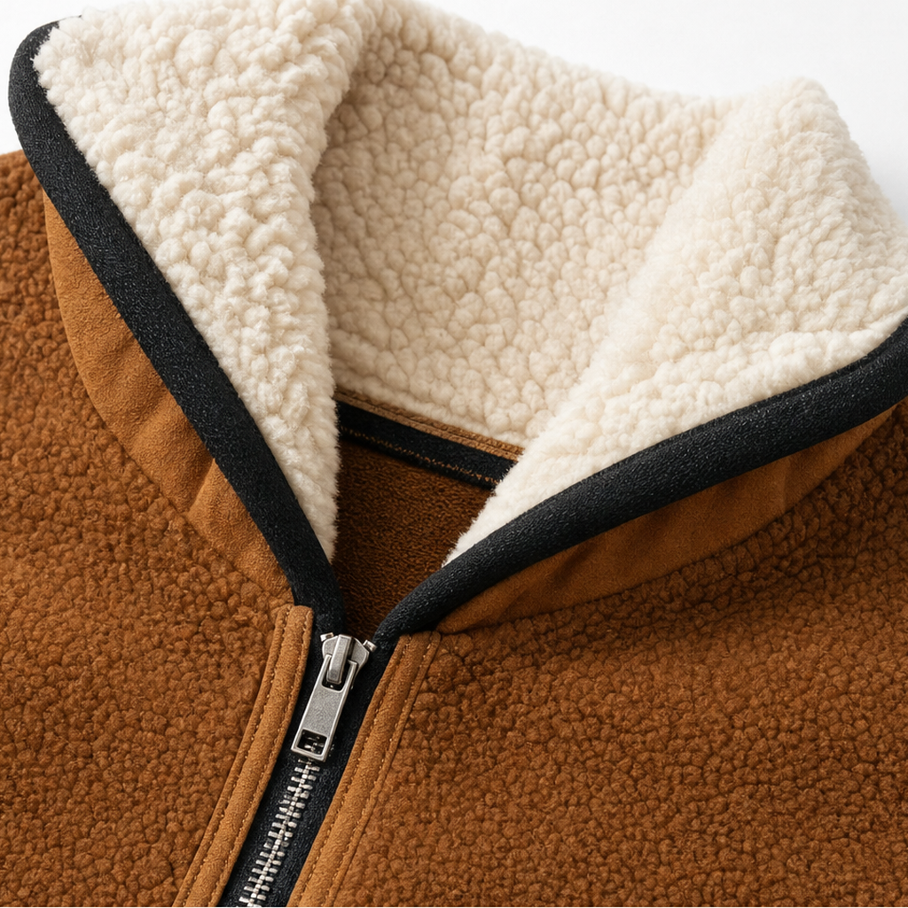 Cozyform | Sherpa Collar Colorblock Half-Zip Pullover
