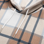 Plaidwell | Drawstring V-Neck Hooded Plaid Top
