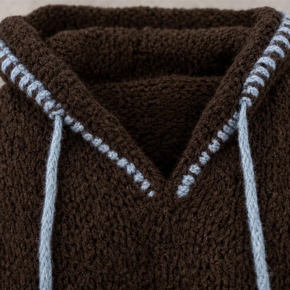 Cozylines | Contrast-Trim Hooded Sweater Dress