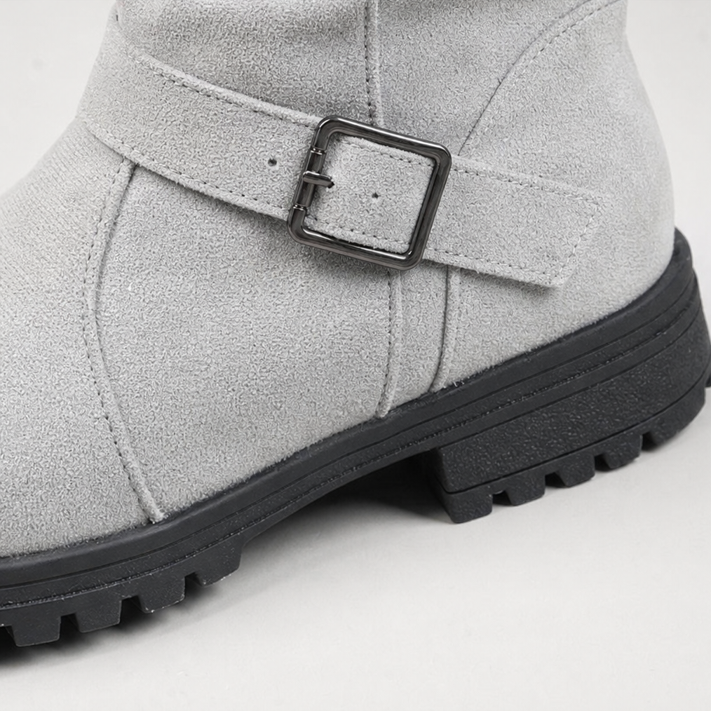 Calfden | Ribbed Cuff Lug Sole Slouch Boots