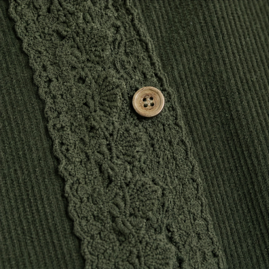 Roselane | Scalloped Lace Fine-Rib Corduroy-Look Jacket