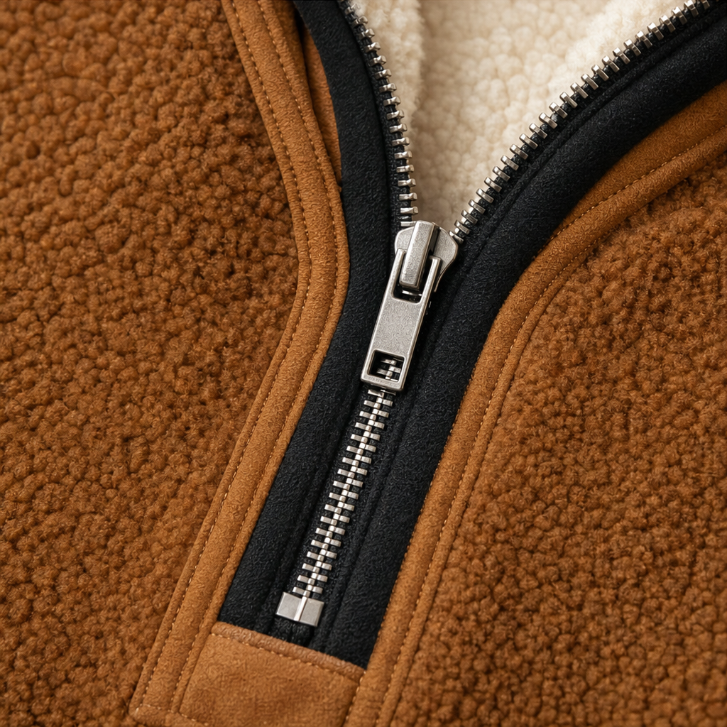 Cozyform | Sherpa Collar Colorblock Half-Zip Pullover
