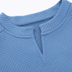 Stria | Striped Jacquard V-Neck Pullover Sweatshirt