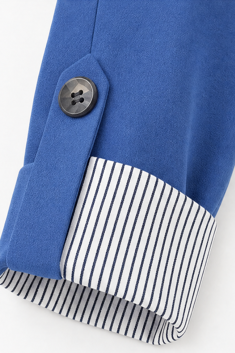 Cuffley | Striped-Cuff Roll-Sleeve Tailored Blazer