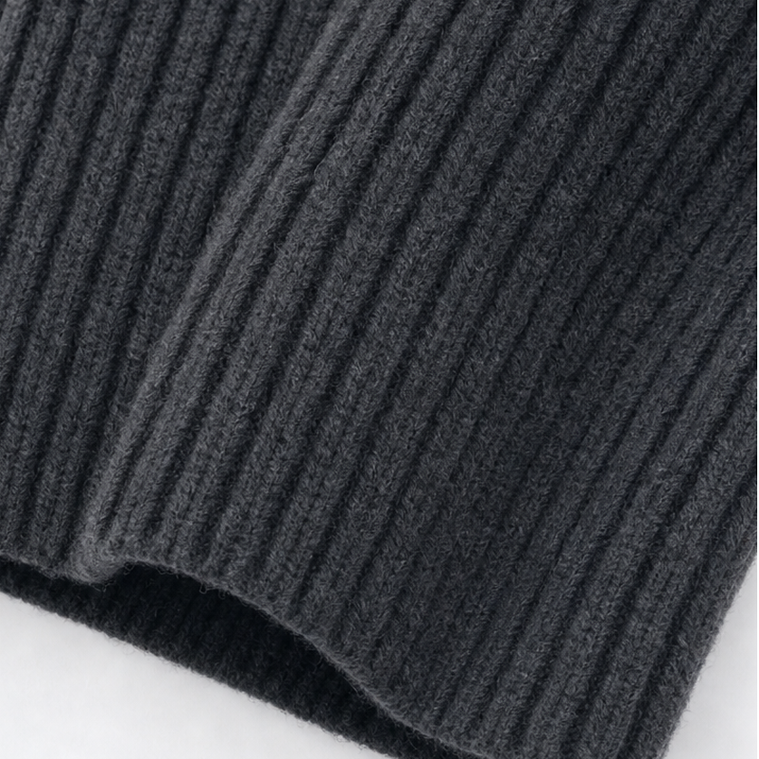 Wearbella | Diagonal Zip Oversized Collar Ribbed Knit Jacket