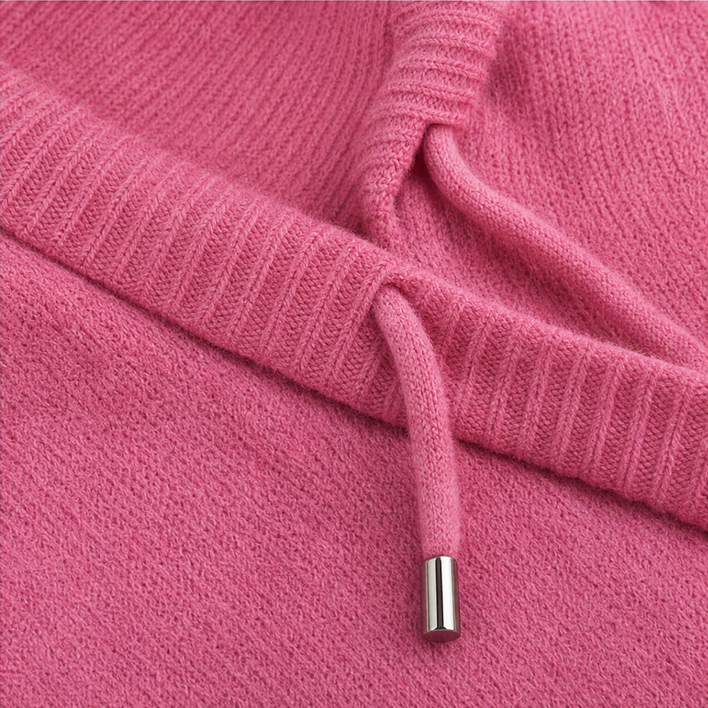 Cozelle | Frayed-Edge Open-Knit Oversized Hoodie