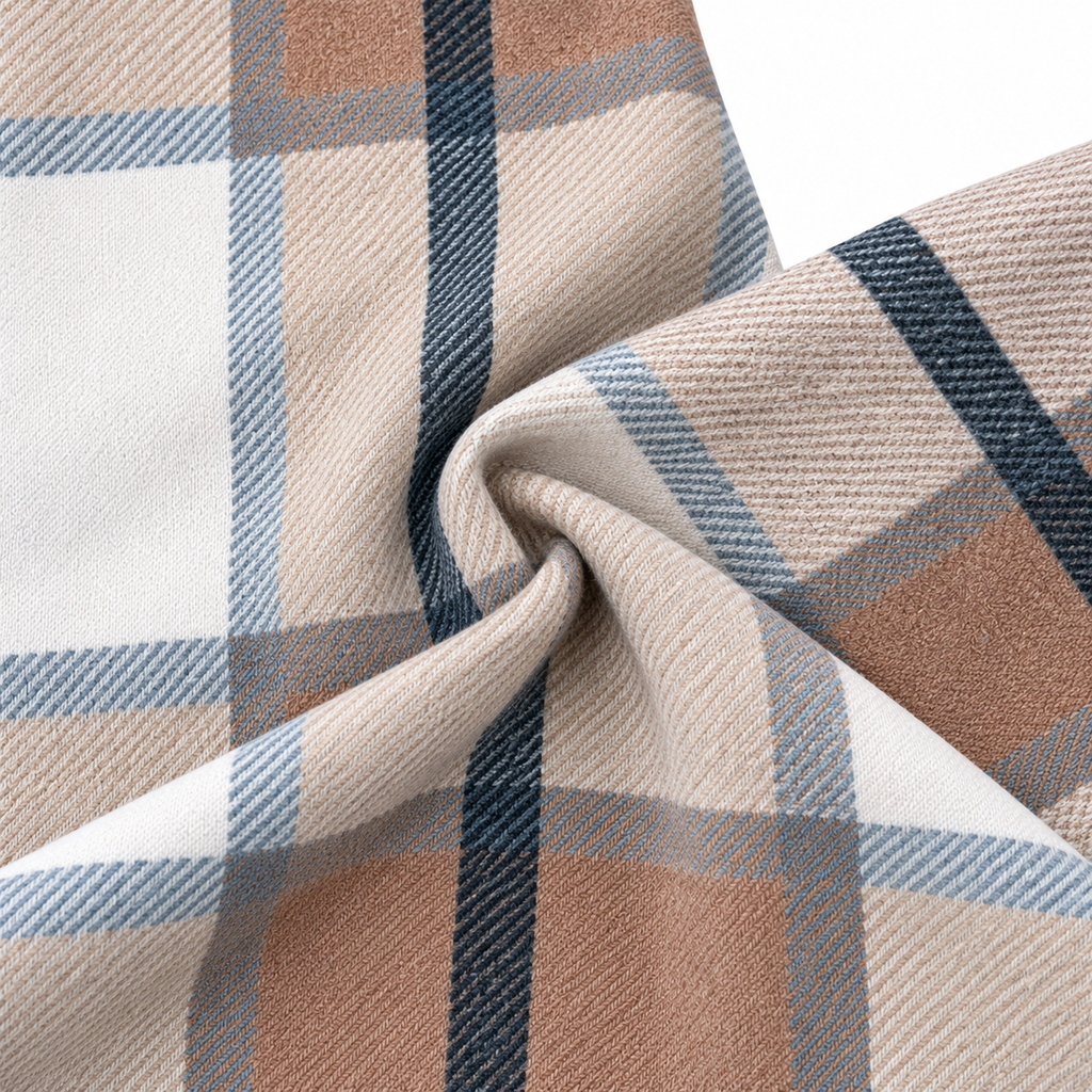 Plaidwell | Drawstring V-Neck Hooded Plaid Top