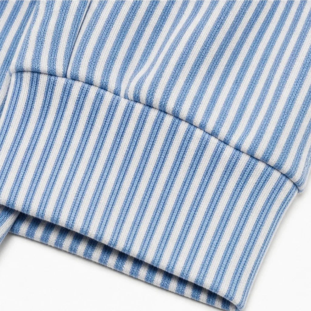 Stripe & Ease | Striped Drawstring Hooded Sweatshirt