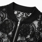Lacelle | Floral Lace Zip Up Bomber Jacket for Women