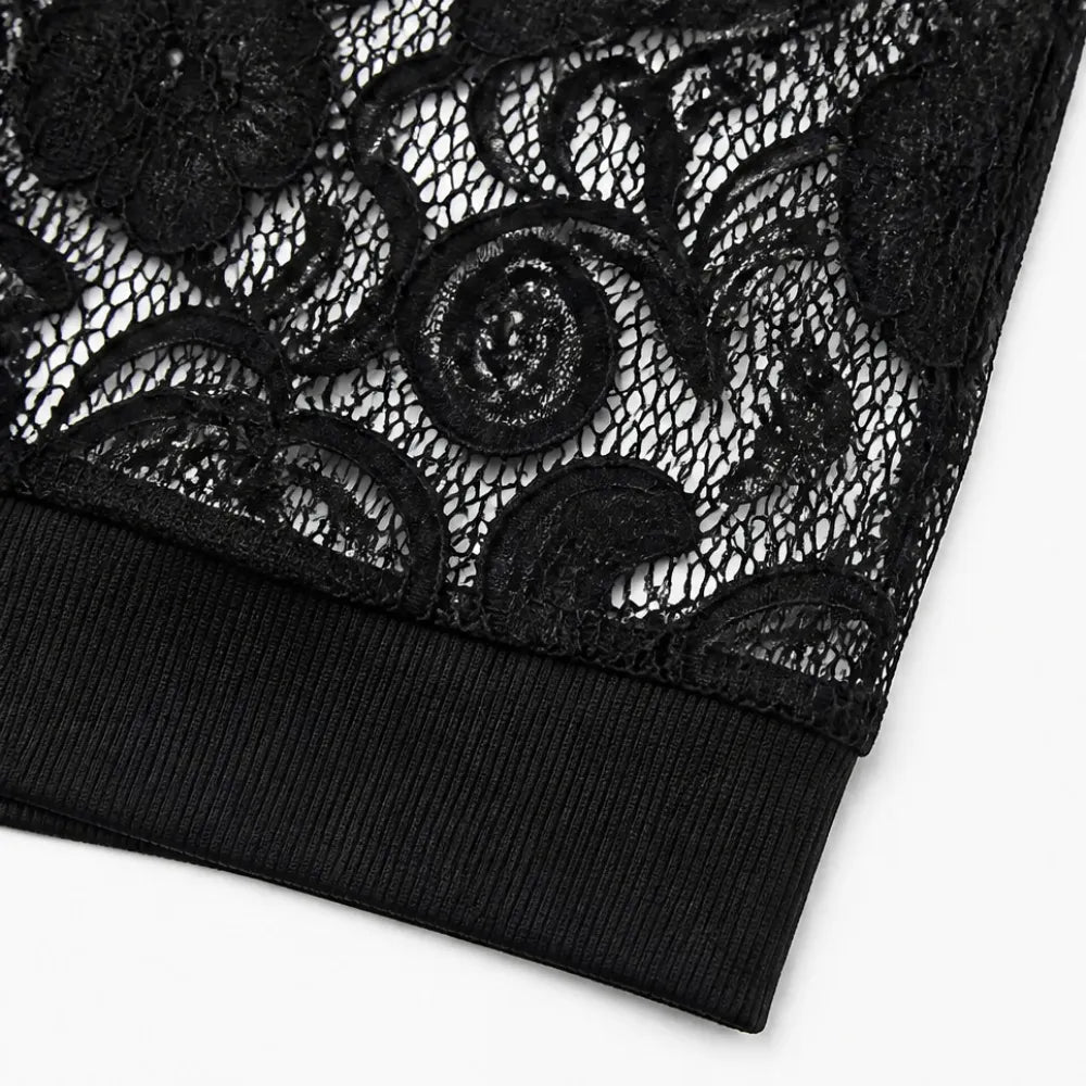 Lacelle | Floral Lace Zip Up Bomber Jacket for Women