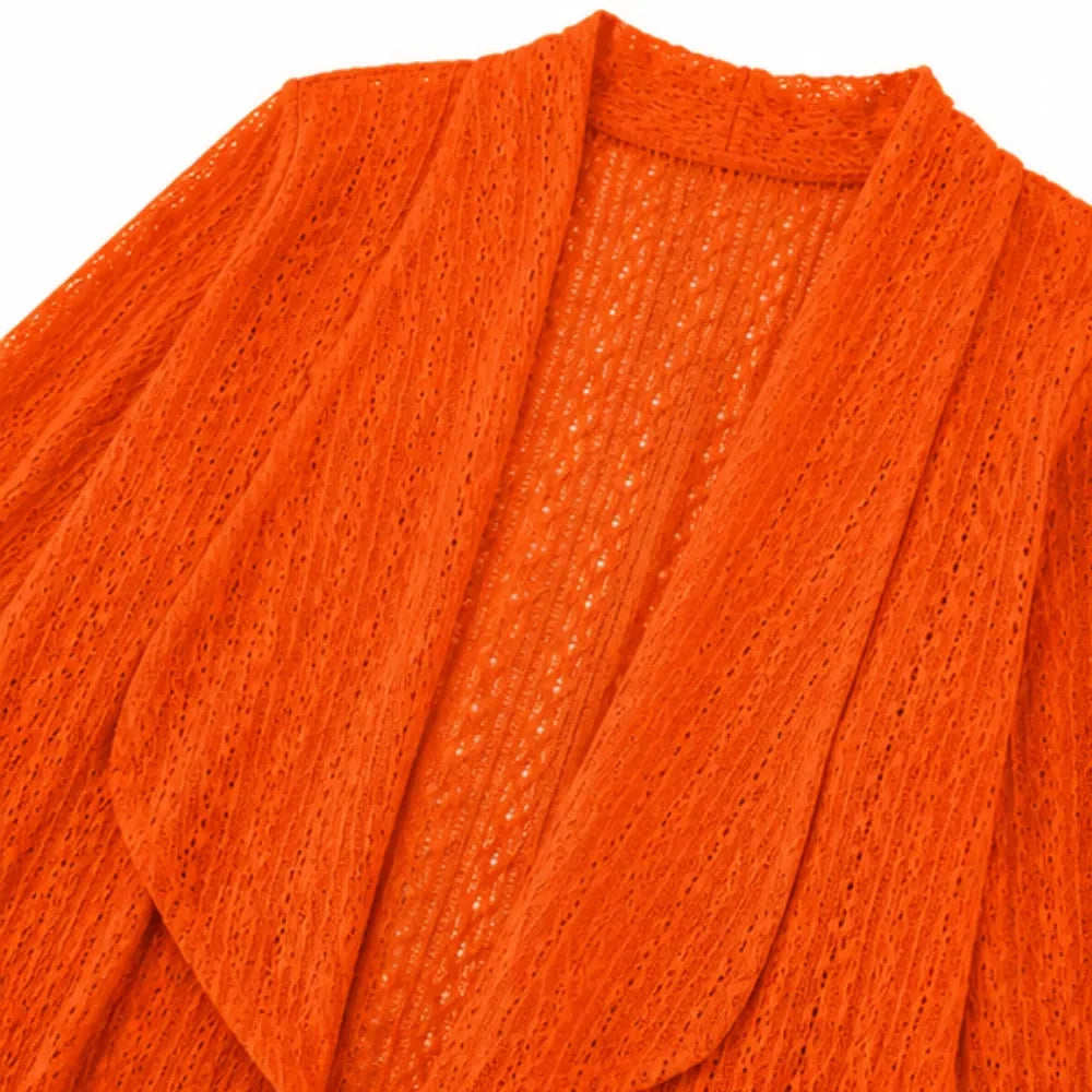 Solelle | Eyelet Waterfall Open-Front Cardigan for Women