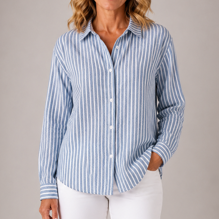 Louise | Women's Relaxed Striped Button-Down Shirt