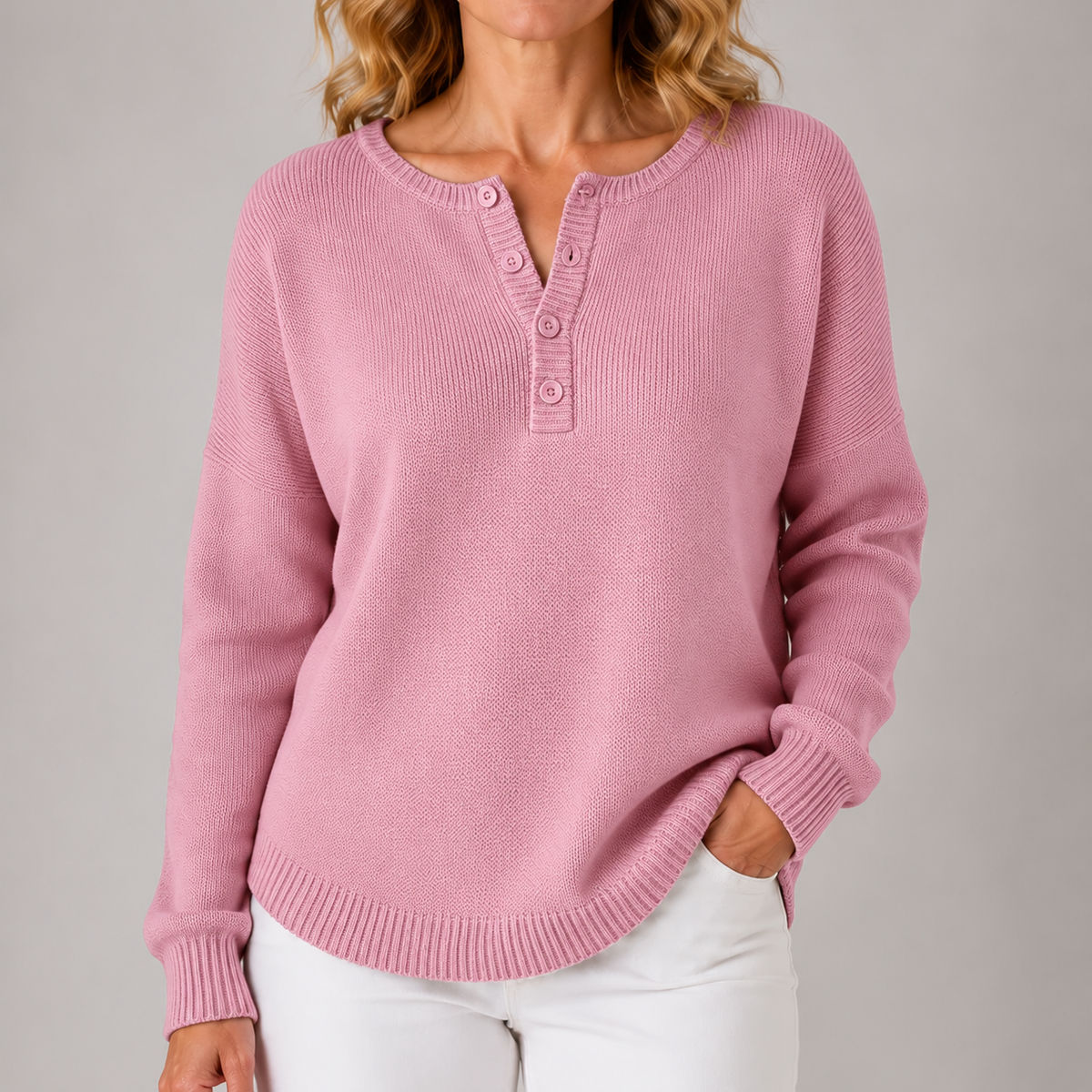 Monica | Women's Classic Button Knit Sweater