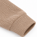 Wovella | Ribbed Knit Button-Neck Hoodie Sweater