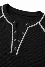Wearbelda | Waffle Knit Contrast Stitch Henley Top