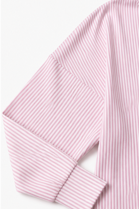 Everline | Striped Long Sleeve Zip-Up Top