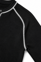 Wearbelda | Waffle Knit Contrast Stitch Henley Top
