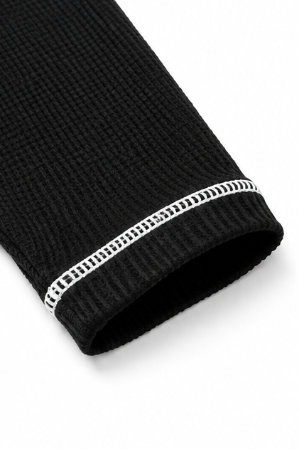 Wearbelda | Waffle Knit Contrast Stitch Henley Top