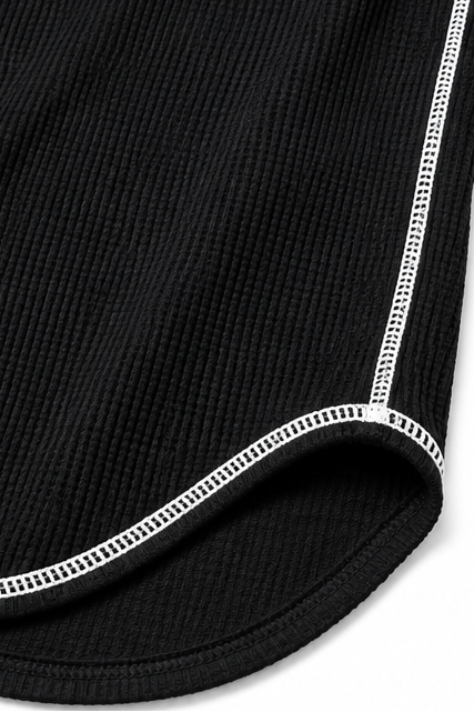 Wearbelda | Waffle Knit Contrast Stitch Henley Top