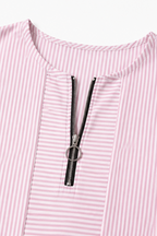 Everline | Striped Long Sleeve Zip-Up Top
