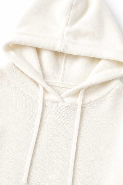Zearbella | Oversized Drawstring Hooded Knit Sweater