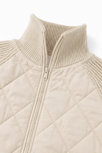 Knitpuff | Knit-Panel Quilted Patchwork Puffer Jacket
