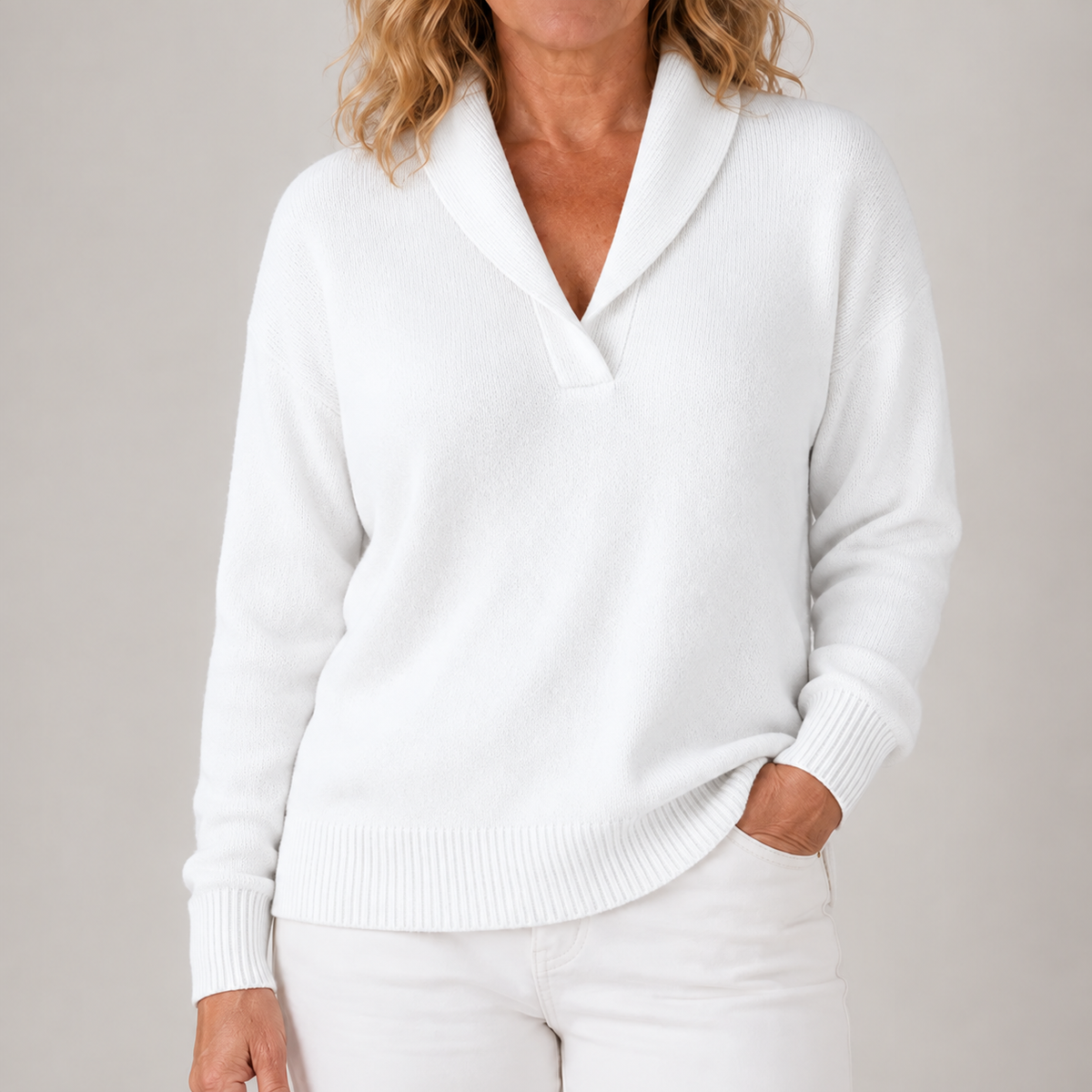 Isabelle | Women's Elegant Shawl Collar Knit Sweater