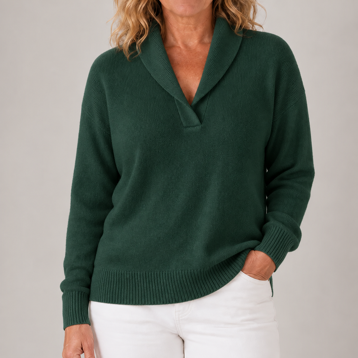 Isabelle | Women's Elegant Shawl Collar Knit Sweater