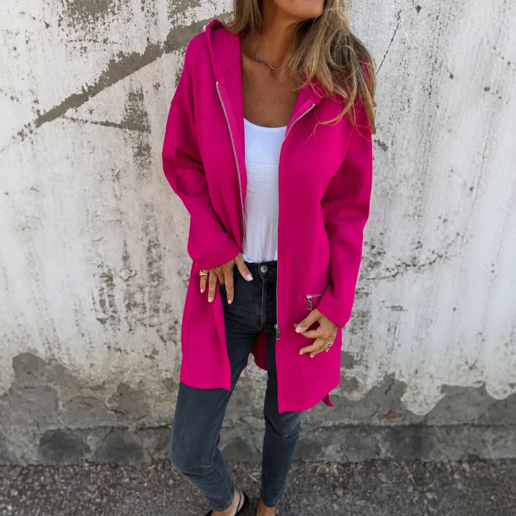 Vearbella | Longline Open-Front Hooded Cardigan