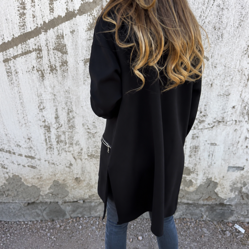 Vearbella | Longline Open-Front Hooded Cardigan