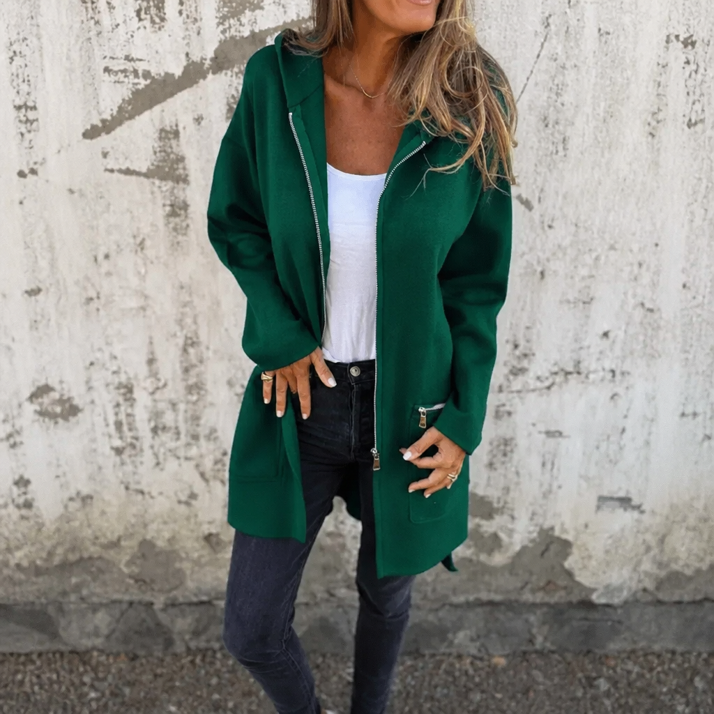 Vearbella | Longline Open-Front Hooded Cardigan