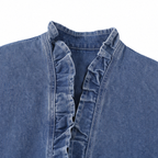 Florelle | Open Front Ruffle Trim Denim-look Jacket for Women
