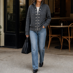 Wearvale | Two-Way Zip High-Neck Knit Cardigan