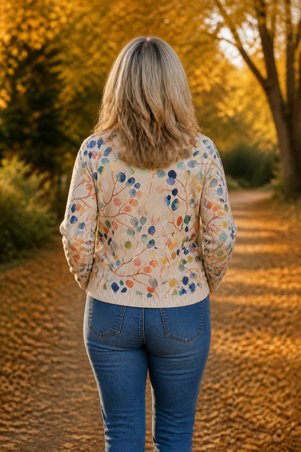 Threezip | Botanical Print Zip-Up Bomber Cardigan