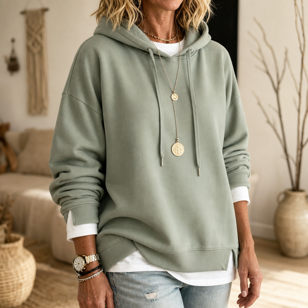Layerlyn | Layered Two-Tone Hem Hoodie