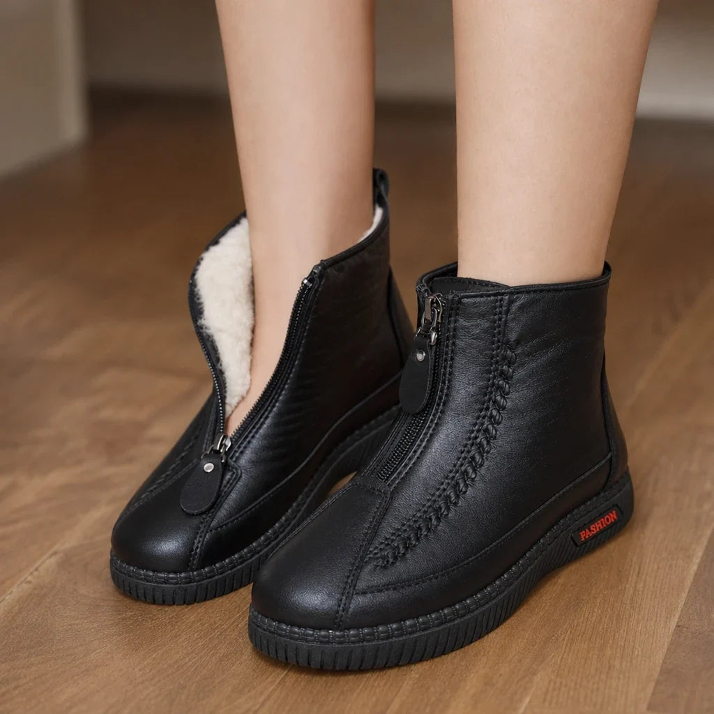 Frostella | Plush-Lined Zip-Up Ankle Boots