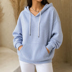 Stripe & Ease | Striped Drawstring Hooded Sweatshirt