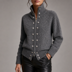 Wearvale | Two-Way Zip High-Neck Knit Cardigan