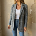Ellara | Relaxed Plaid Lapel Blazer
