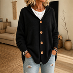 Hoodwell | Hooded Button-Front Knit Cardigan