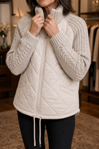 Knitpuff | Knit-Panel Quilted Patchwork Puffer Jacket