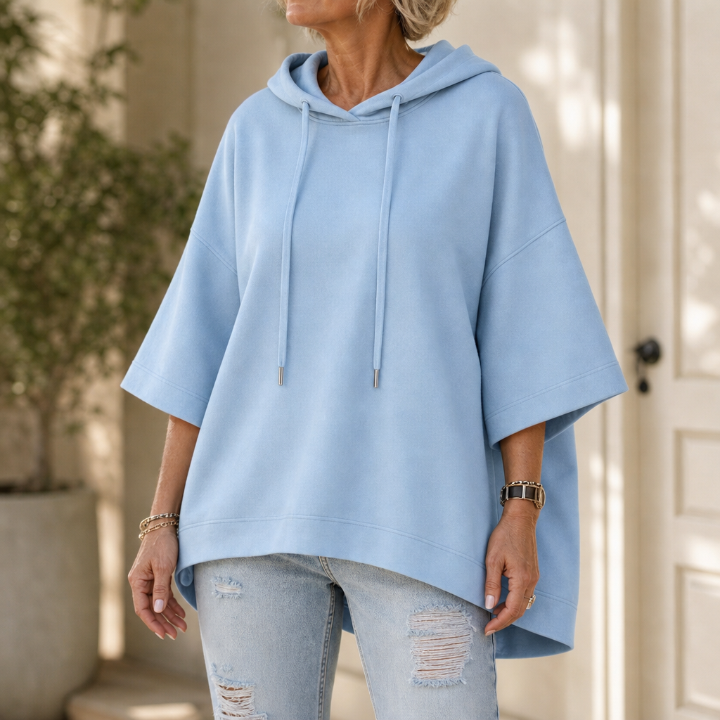 Weasbella | Oversized Wide-Sleeve Hooded Sweatshirt