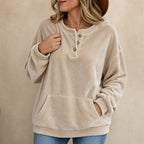 Veloura | Velour Henley Pocket Hoodie
