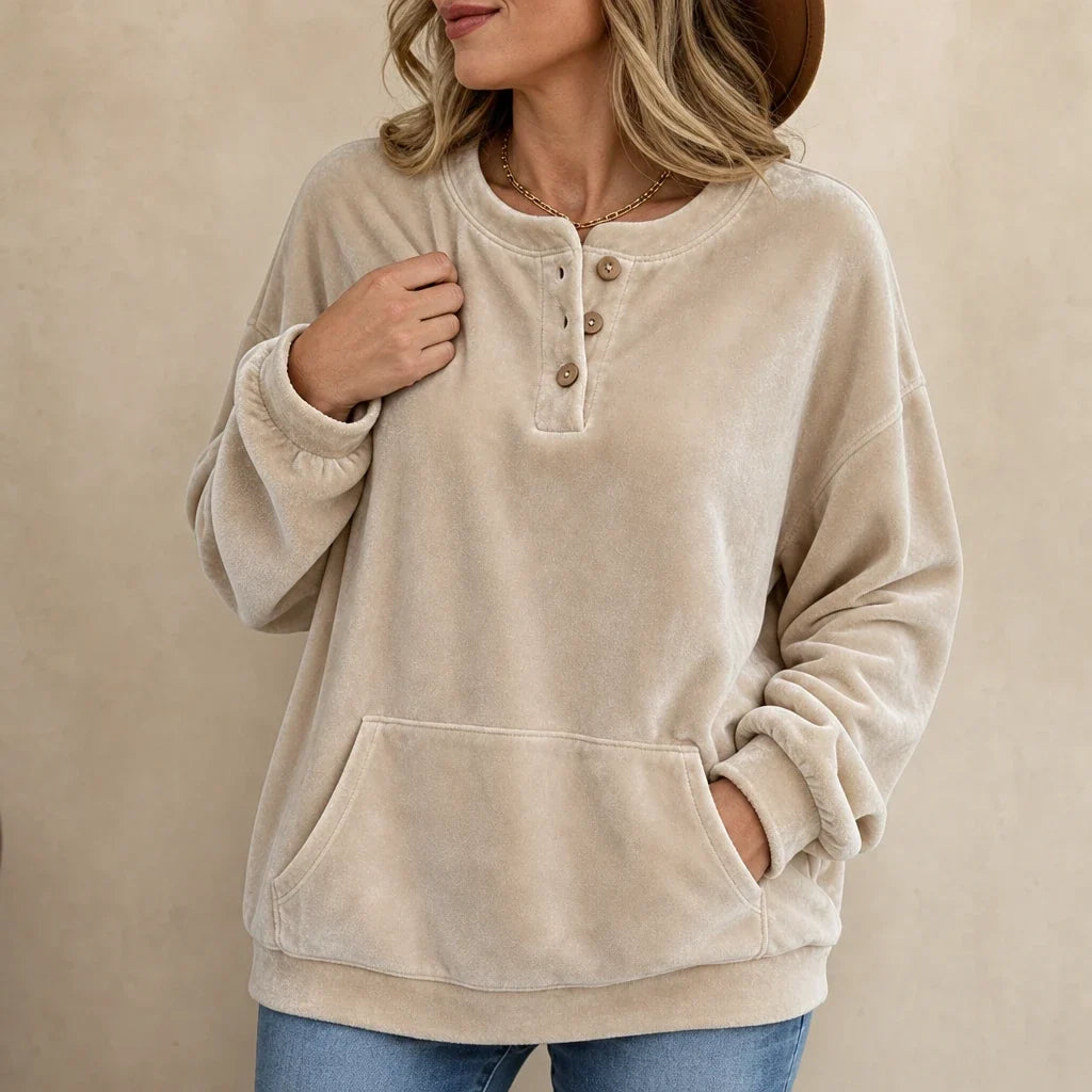 Veloura | Velour Henley Pocket Hoodie