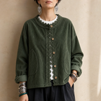 Roselane | Scalloped Lace Fine-Rib Corduroy-Look Jacket