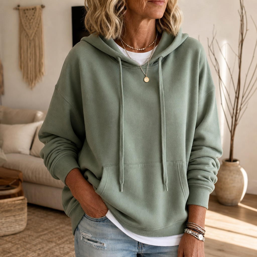 Soarbella | Drop-Shoulder Oversized Cotton Like Pullover Hoodie