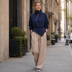Velaire | Asymmetric Diagonal-Zip High-Neck Sweatshirt