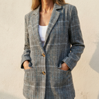 Ellara | Relaxed Plaid Lapel Blazer