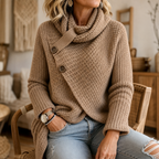 Cowlen | Asymmetric Cowl-Neck Button-Side Sweater